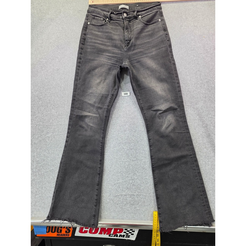 Loft Womens Black Faded Raw Hem Flare Jeans High Rise Denim Pants Size 29